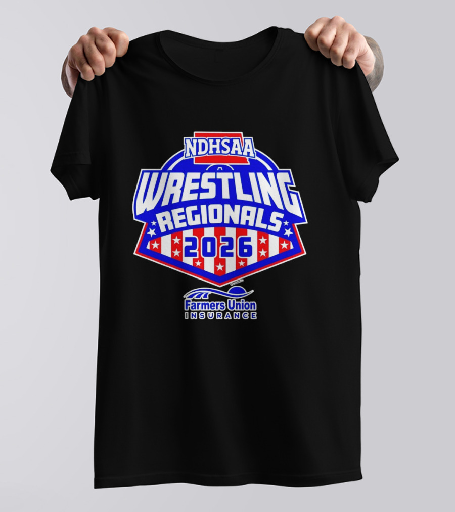 NDHSAA Wrestling Regionals 2026 Farmers Union Insurance T-Shirt