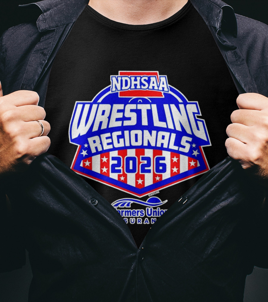 NDHSAA Wrestling Regionals 2026 Farmers Union Insurance T-Shirt
