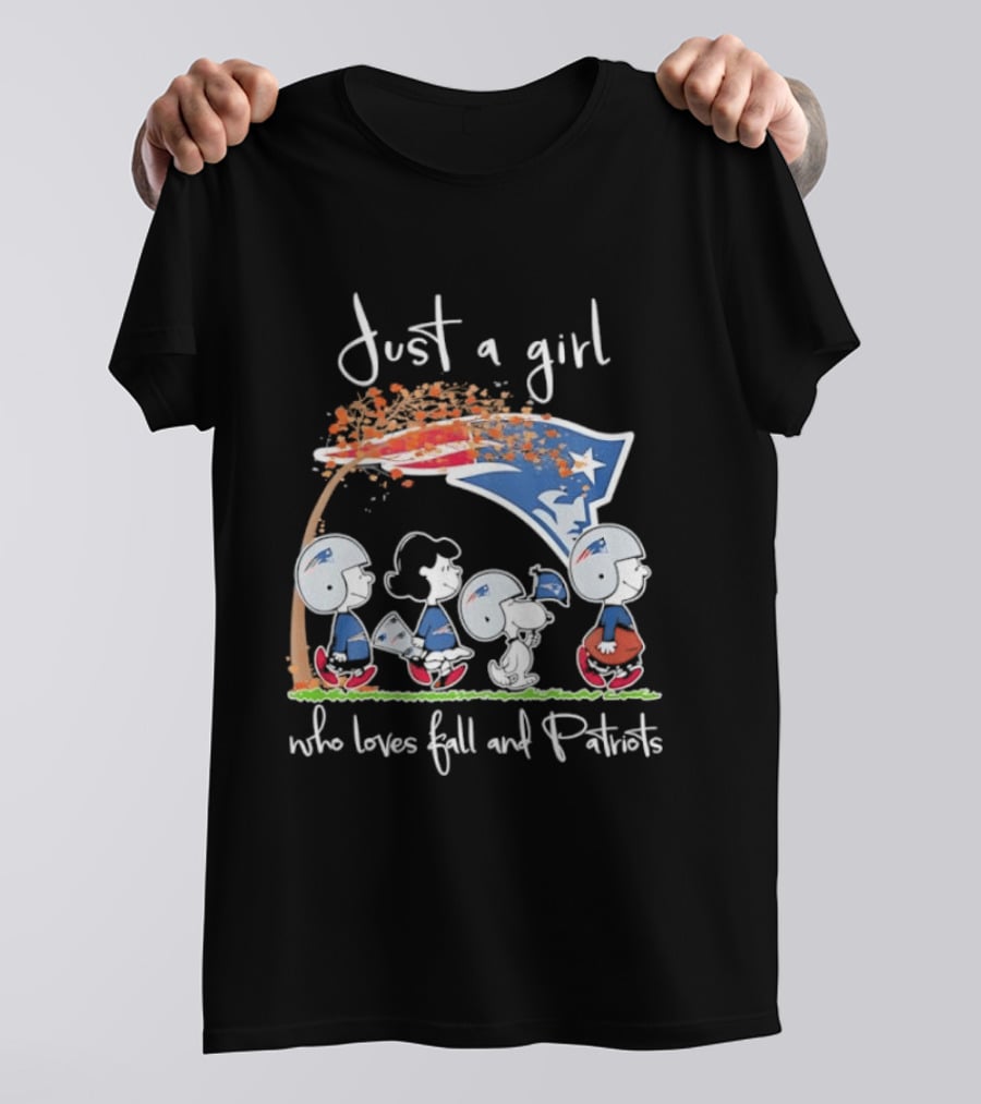 Peanuts Characters Just A Girl Who Loves Fall And Patriots T-Shirt