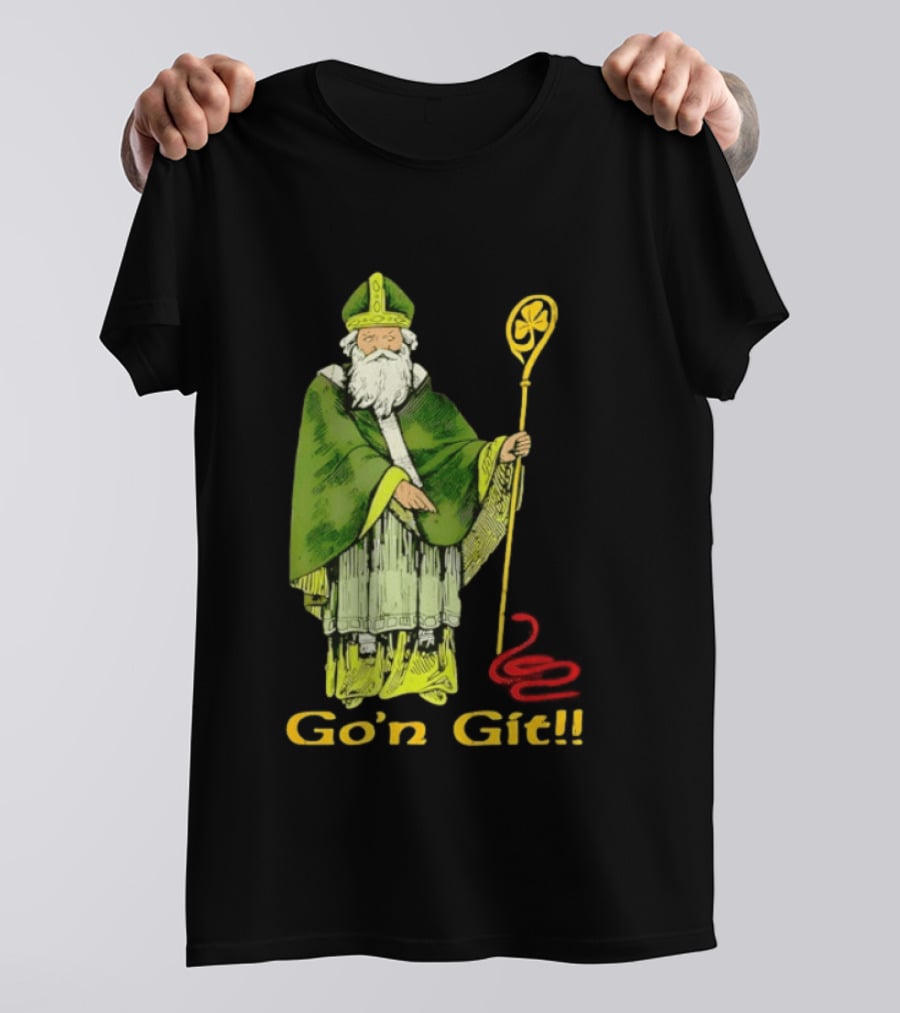 Go'n Git St Patrick Vintage Illustration With Staff And Smoke T-Shirt