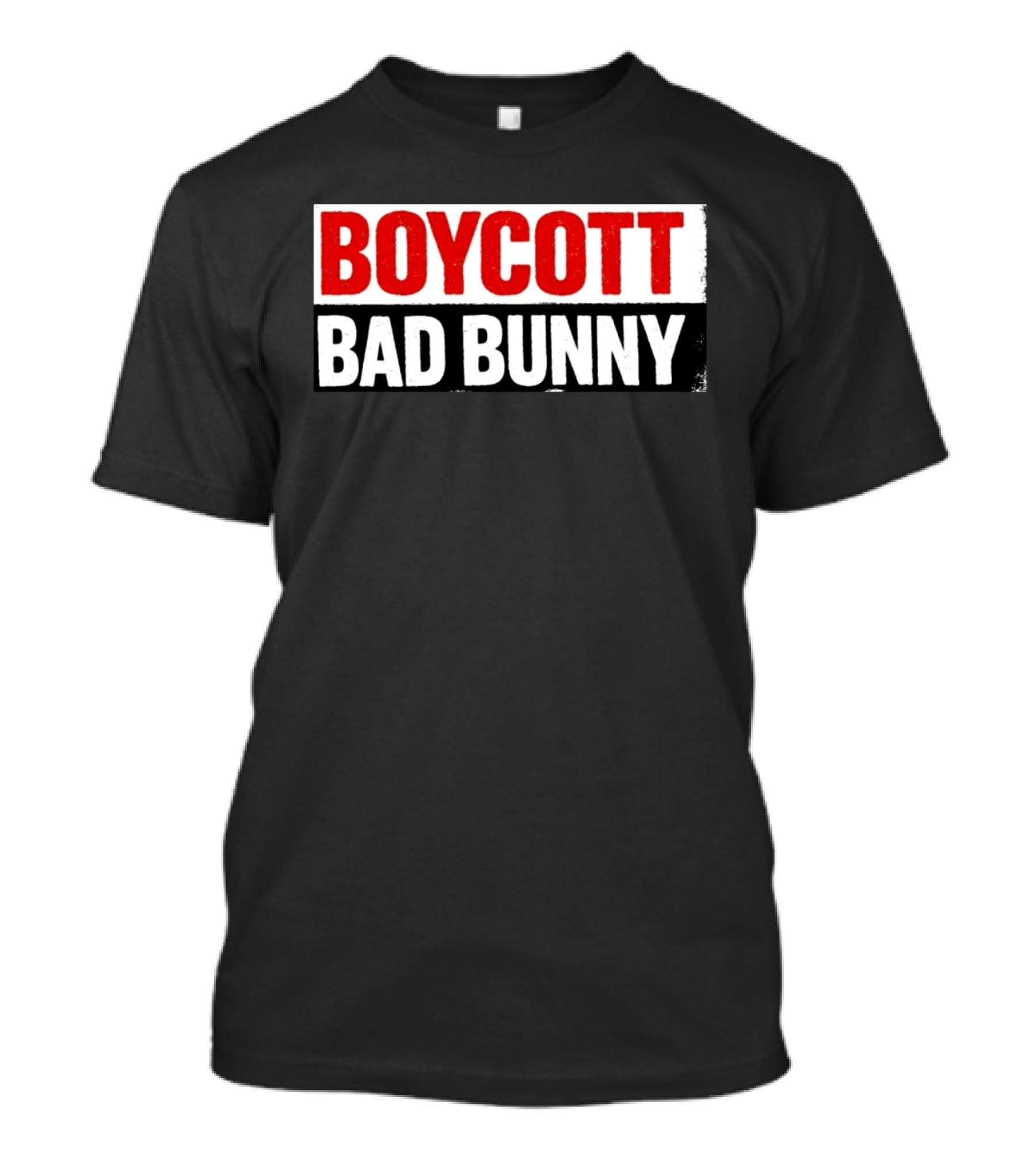 Boycott Bad Bunny Text Bold Red And White T-Shirt