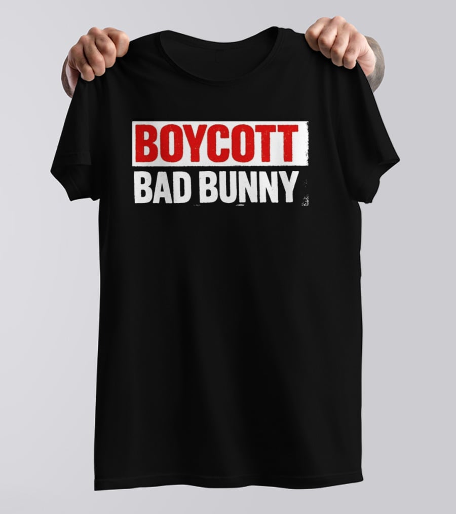 Boycott Bad Bunny Text Bold Red And White T-Shirt