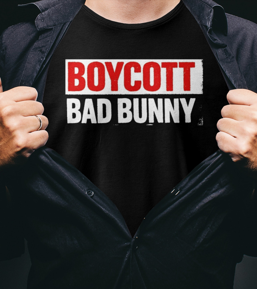 Boycott Bad Bunny Text Bold Red And White T-Shirt
