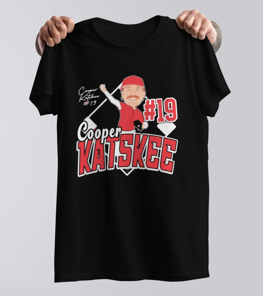 Cooper Katskee #19 Nebraska Baseball Caricature T-Shirt