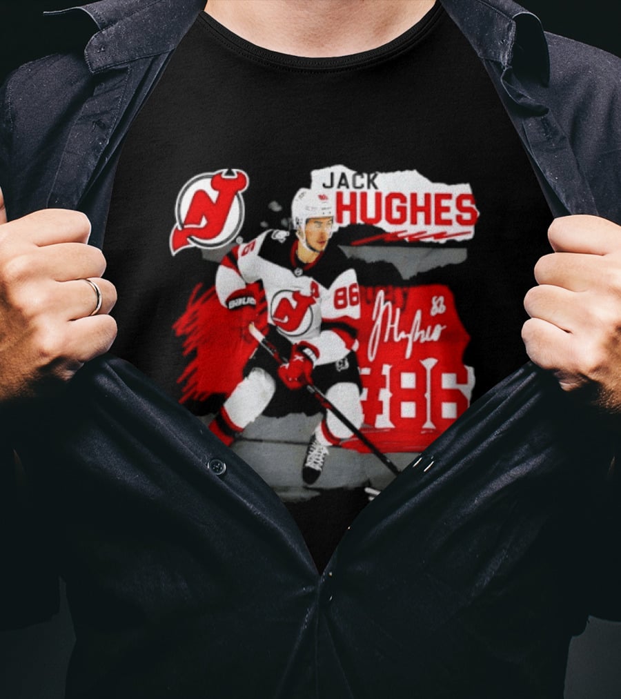 New Jersey Devils Jack Hughes 86 Fresh Ice Hockey T-Shirt