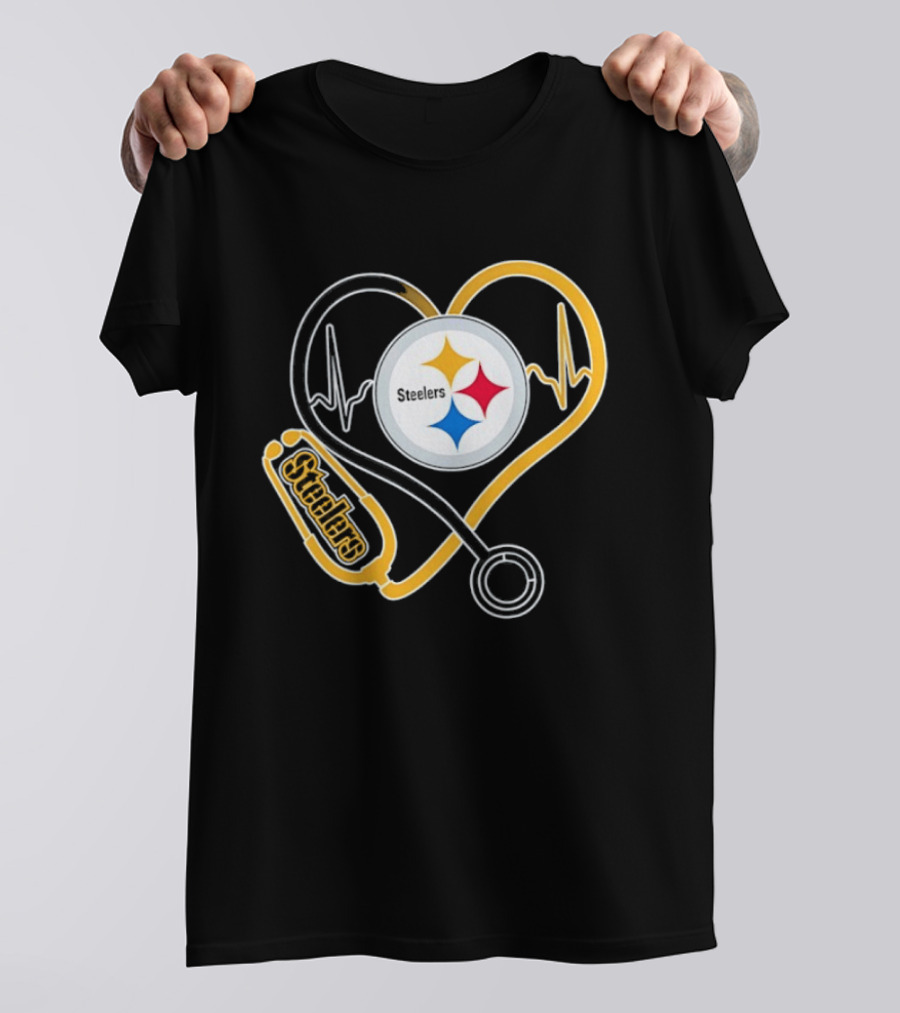 Nurse Heart Stethoscope Pittsburgh Steelers T-Shirt