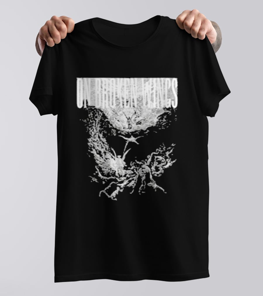 On Broken Wings Fallen Angel White Grunge T-Shirt