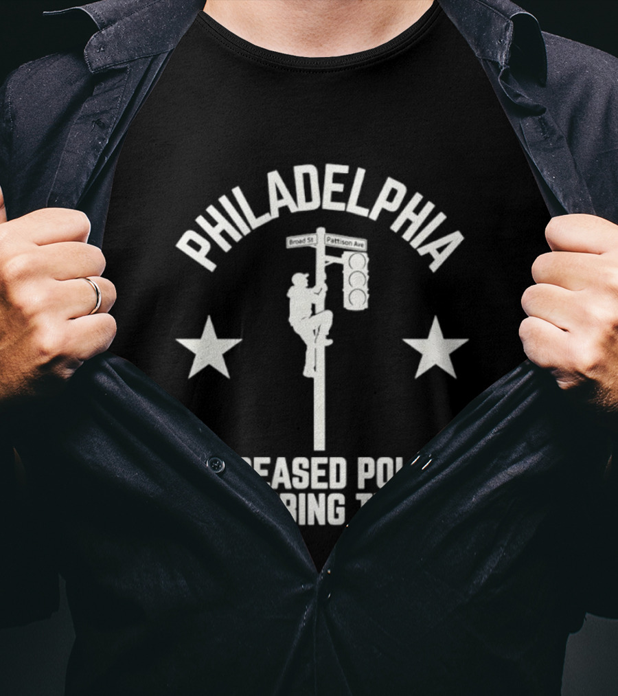 Philadelphia Greased Pole Climbing Team Traffic Light Pole Stars T-Shirt