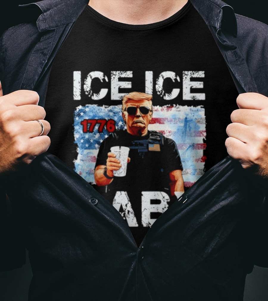 Ice Ice Baby 1776 Donald Trump Vintage American Flag T-Shirt