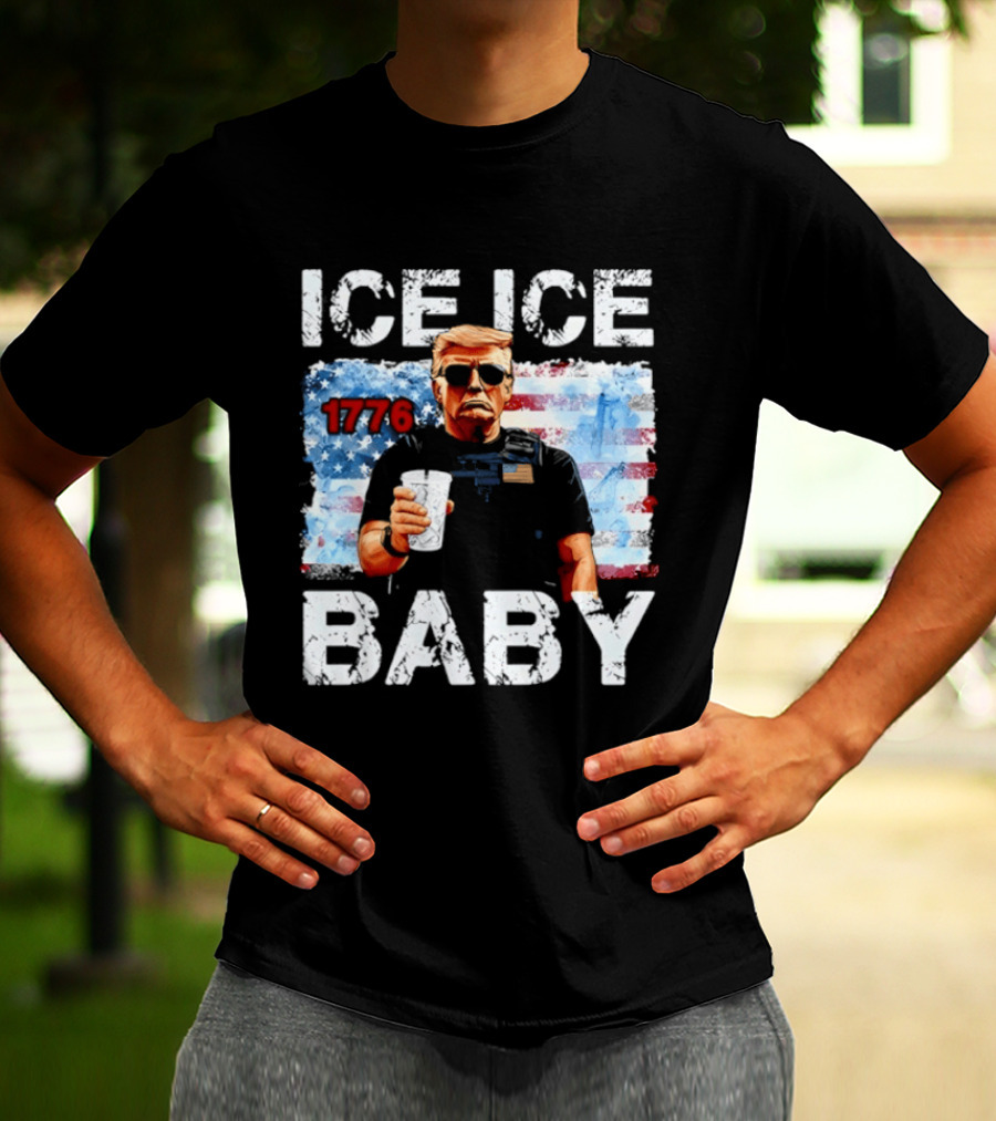 Ice Ice Baby 1776 Donald Trump Vintage American Flag T-Shirt