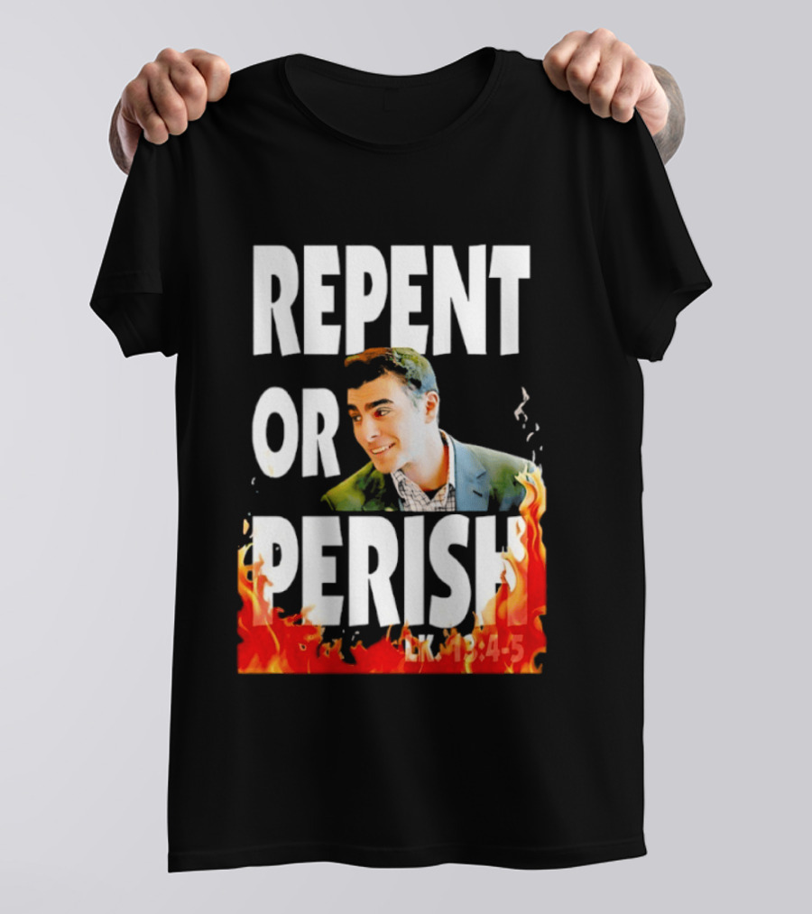 Repent Or Perish Luigi Fire Flame Luke 13:3 5 T-Shirt