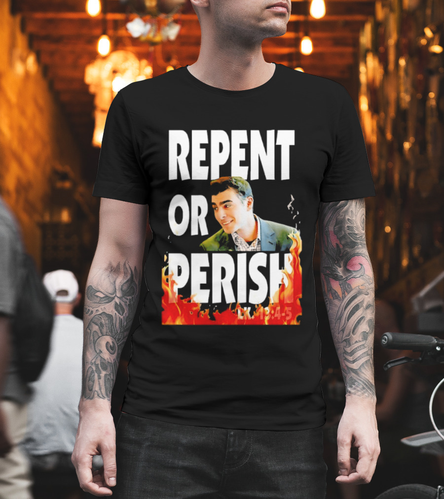 Repent Or Perish Luigi Fire Flame Luke 13:3 5 T-Shirt