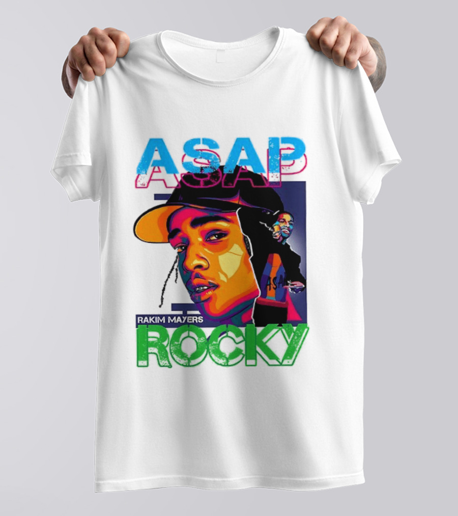 ASAP Rocky Rakim Mayers Hip Hop Street Art Bold Pop Color Aesthetic T-Shirt