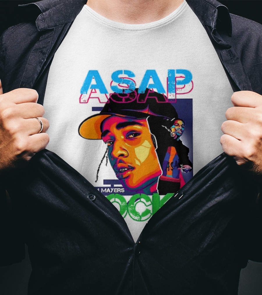 ASAP Rocky Rakim Mayers Hip Hop Street Art Bold Pop Color Aesthetic T-Shirt