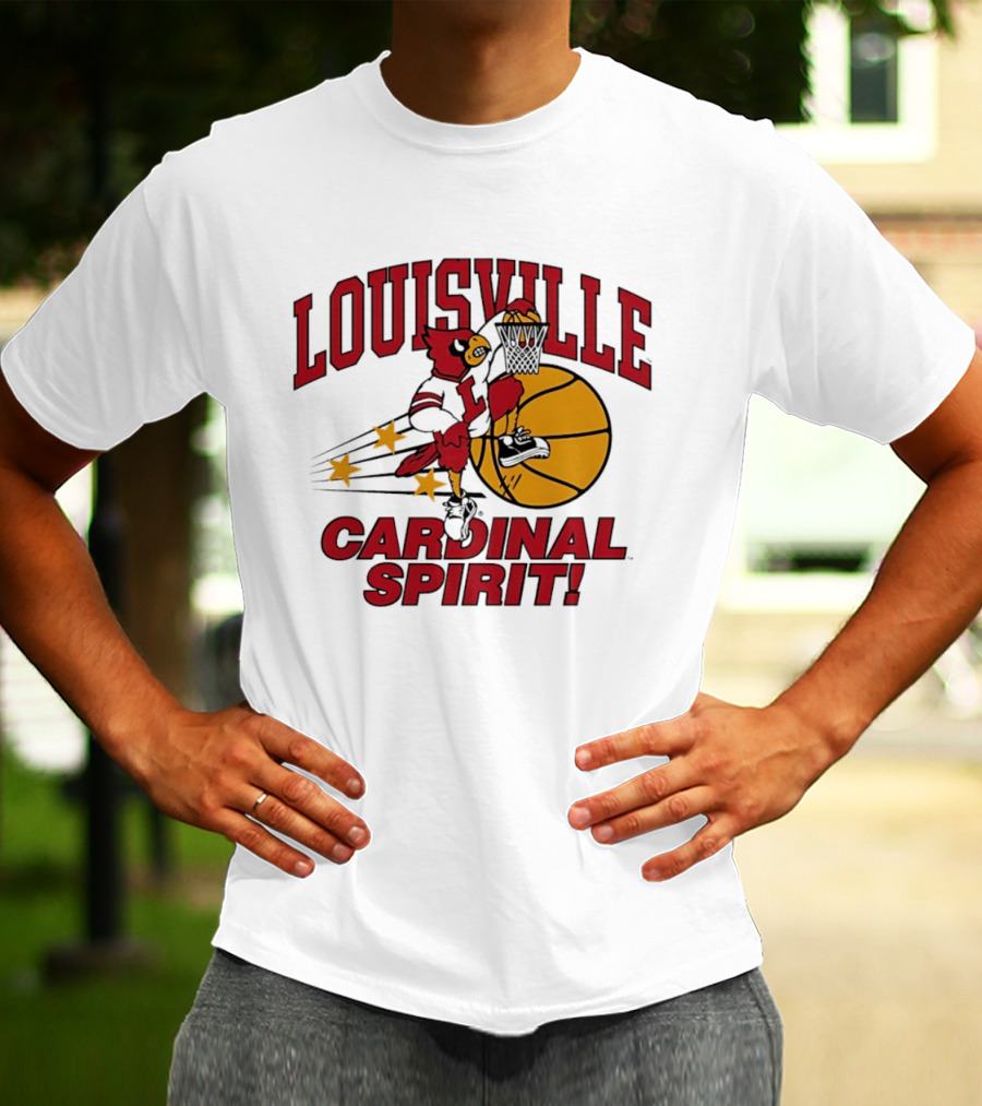Louisville Cardinal Spirit Basketball Dunking Stars T-Shirt