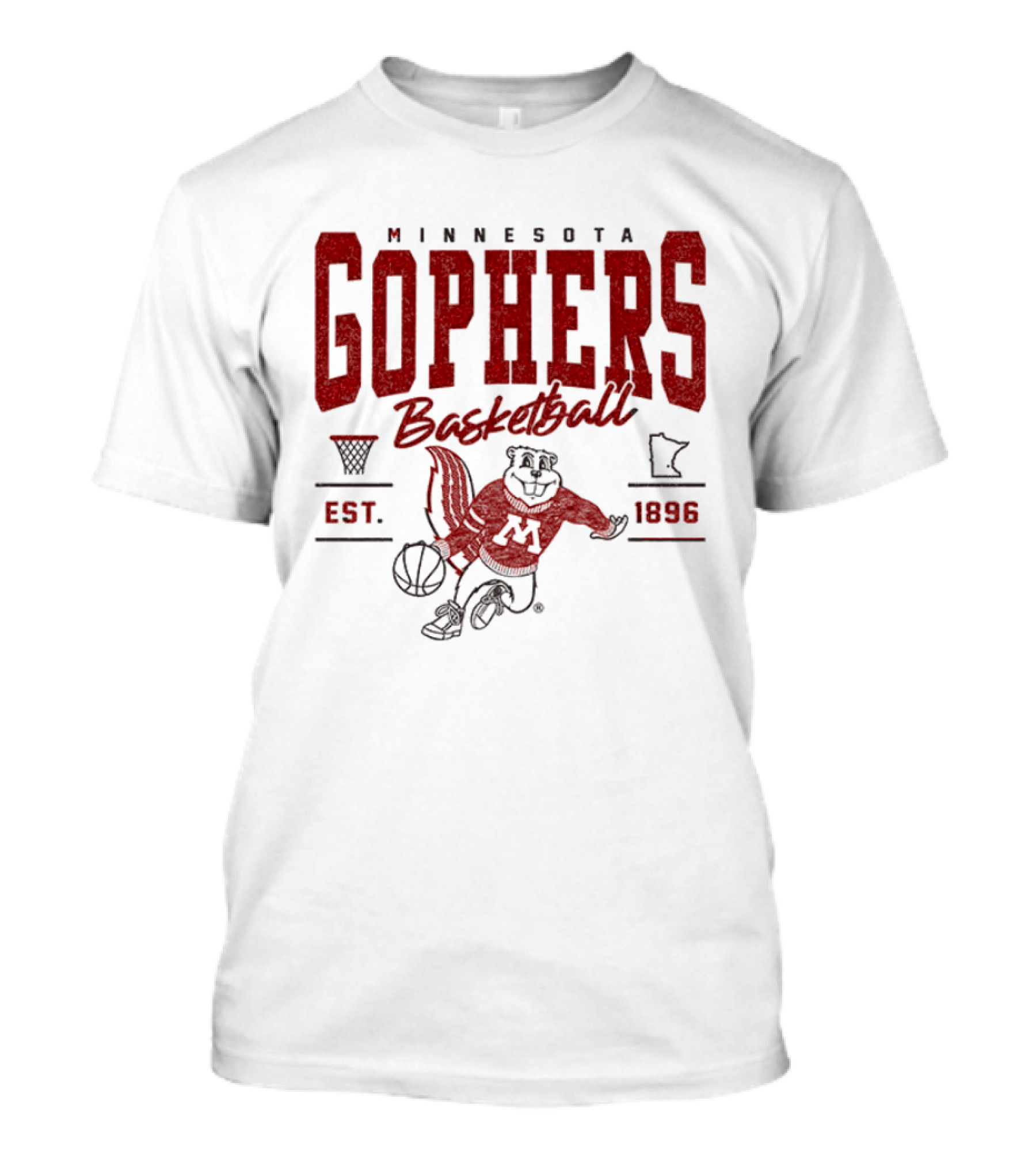 Minnesota Gophers Basketball Est 1896 Goldy Gopher Dribbling Ball T-Shirt