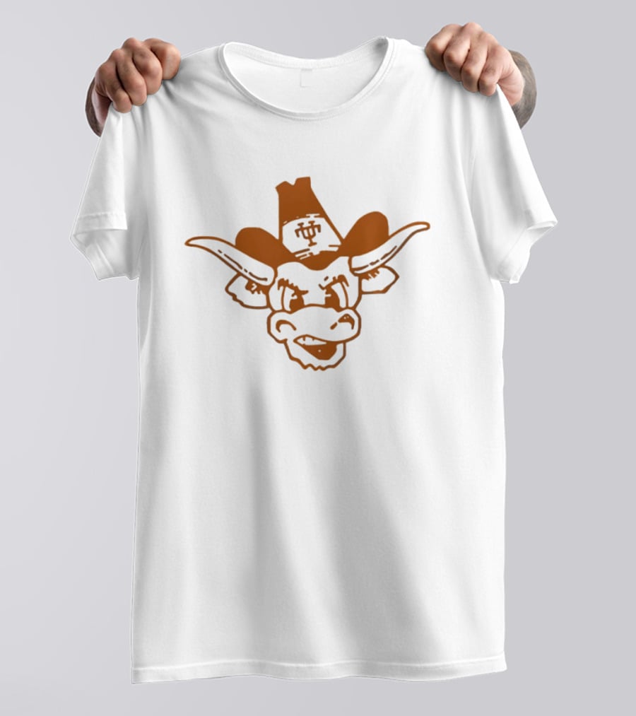 Texas Longhorns Scowling Bull Cowboy Hat Orange T-Shirt