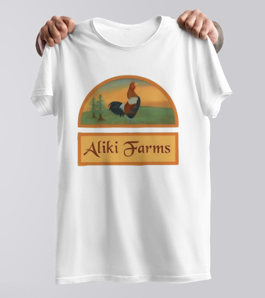 Aliki Farms Rooster Scene With Trees T-Shirt