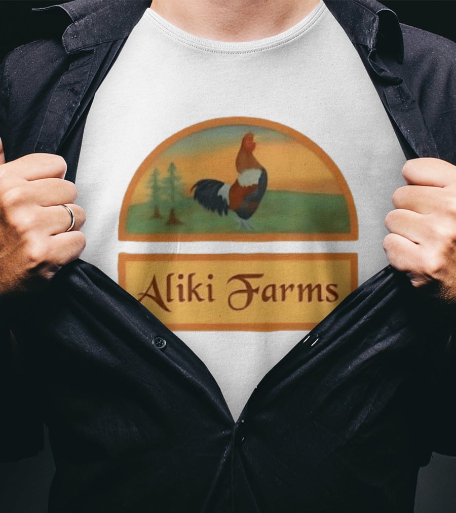 Aliki Farms Rooster Scene With Trees T-Shirt