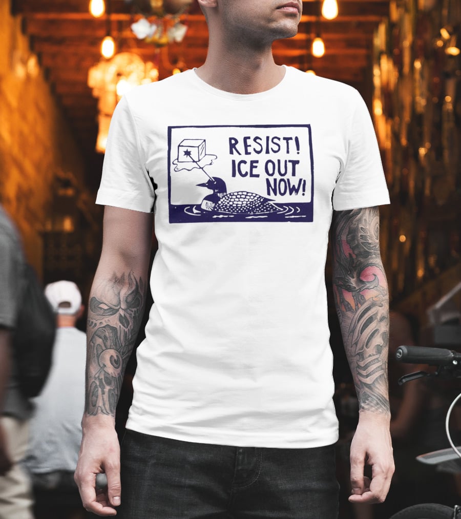 Resist Ice Out Now Loon Ice Cube T-Shirt