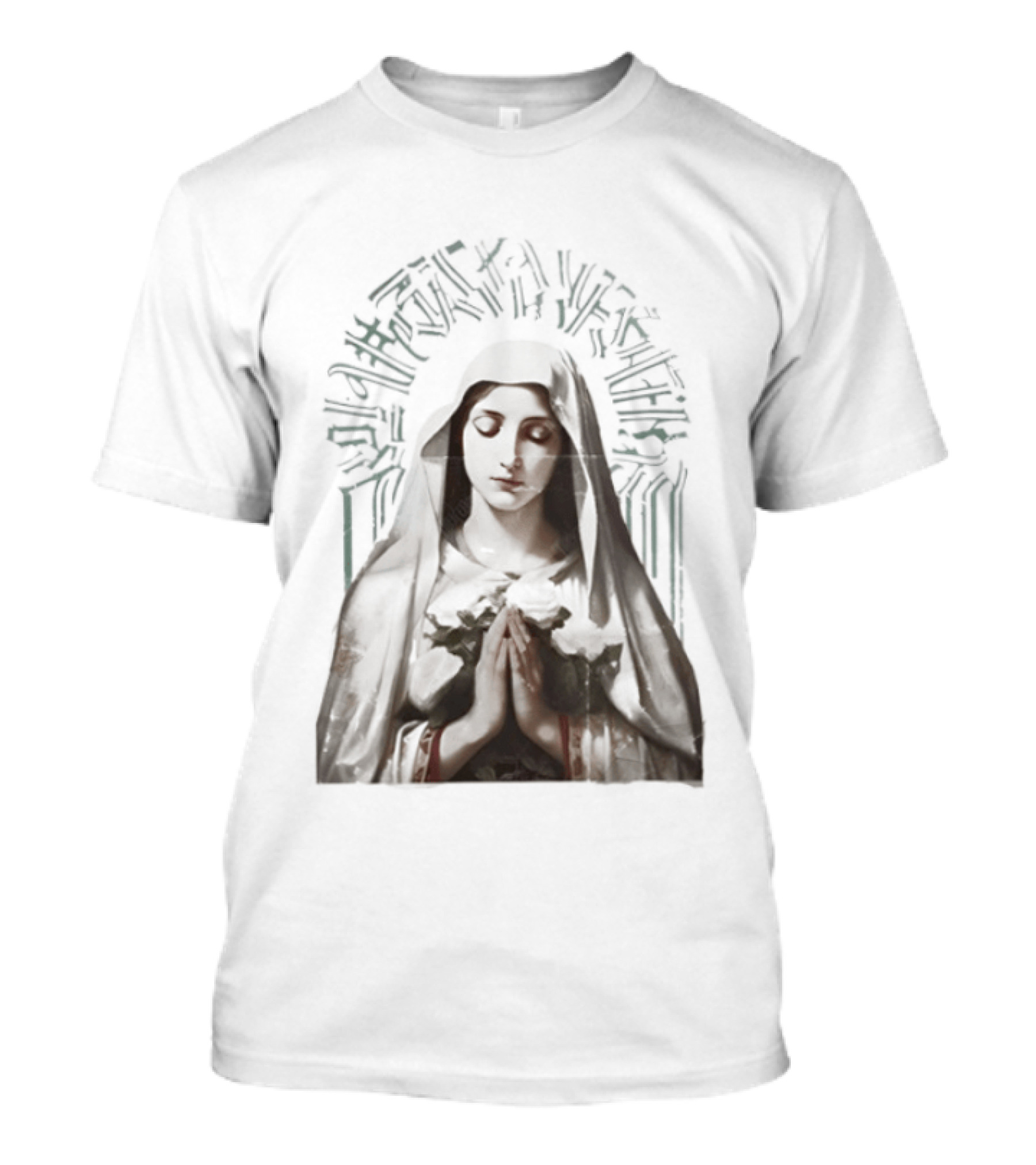 Virgin Mary With White Roses Holy Mary Mother Of Us Pray For Us Gothic T-Shirt