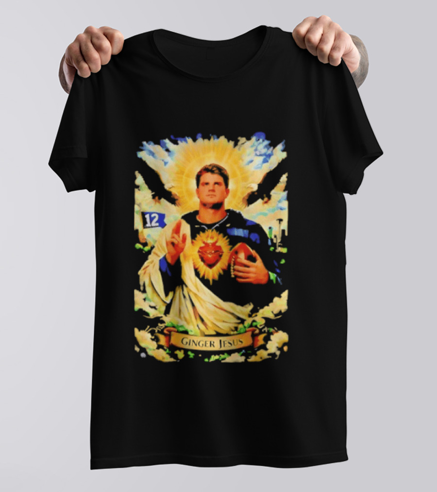 Ginger Jesus 12 Seattle Seahawks Football Halo Sacred Heart T-Shirt