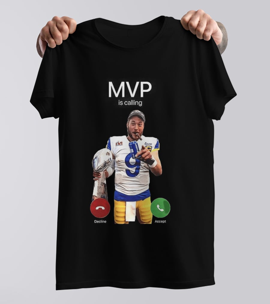 MVP Matthew Stafford Holding Trophy Los Angeles Football Celebration T-Shirt