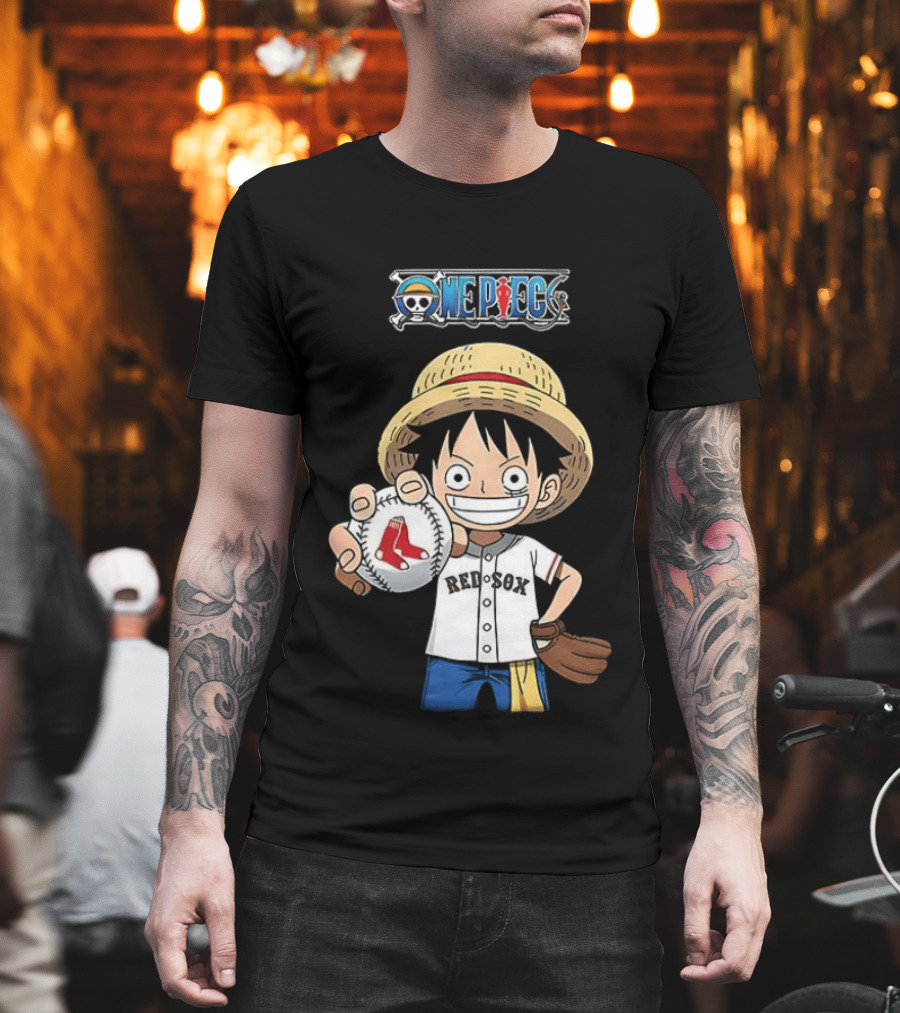 One Piece Boston Red Sox 2026 Luffy Baseball Collab T-Shirt