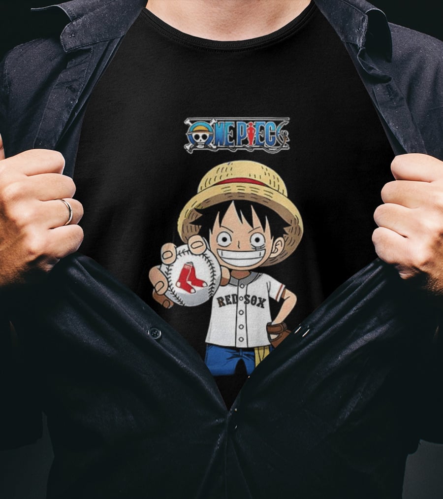 One Piece Boston Red Sox 2026 Luffy Baseball Collab T-Shirt