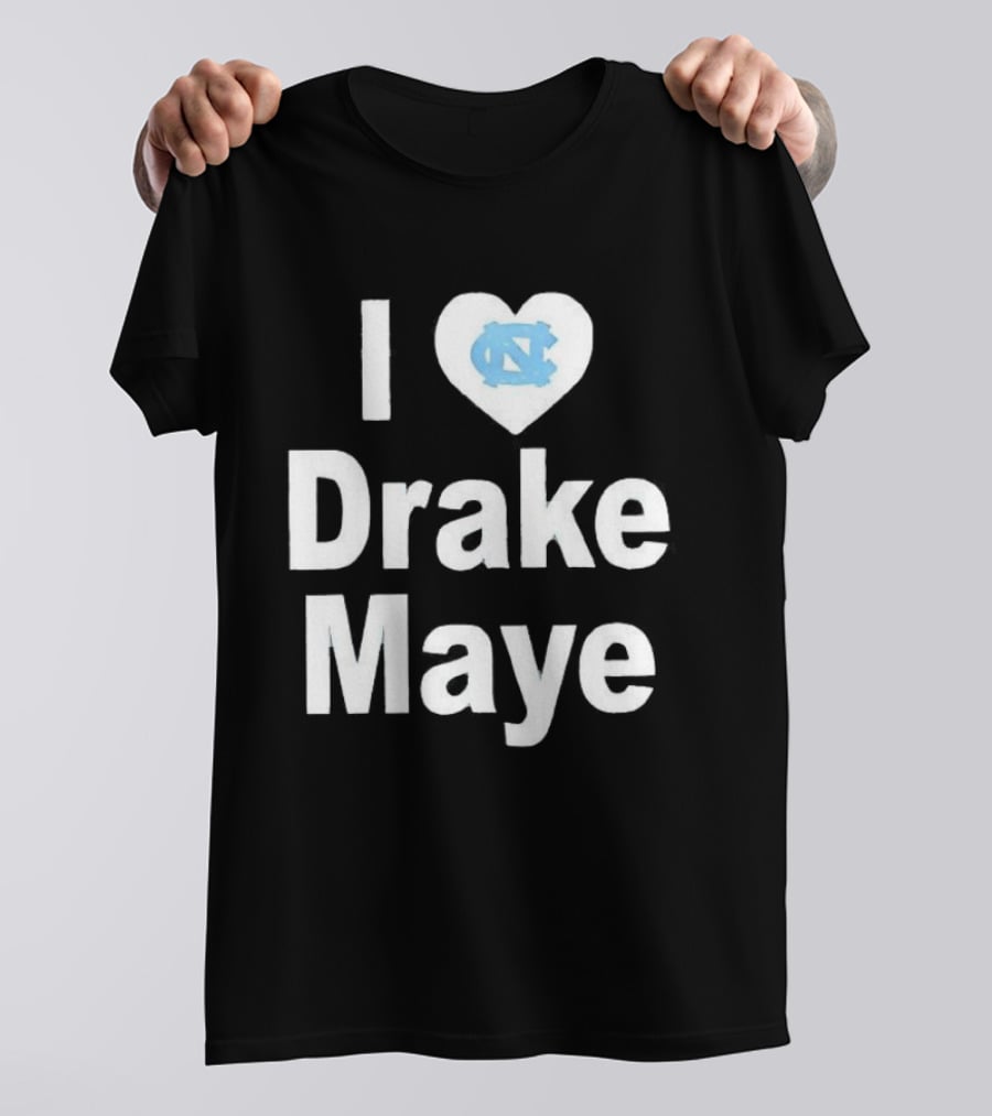 UNC Tar Heels I Love Drake Maye Heart T-Shirt