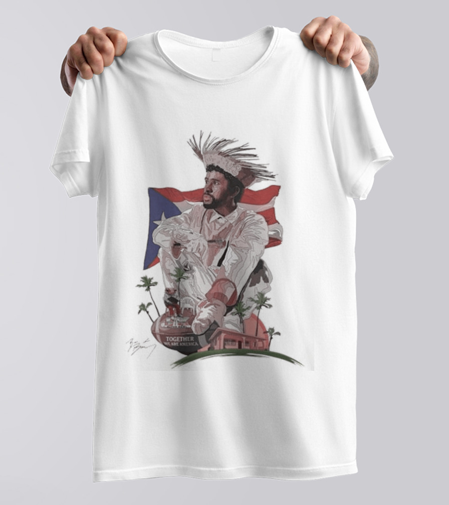Bad Bunny Together We Are America Puerto Rican Flag Taino T-Shirt