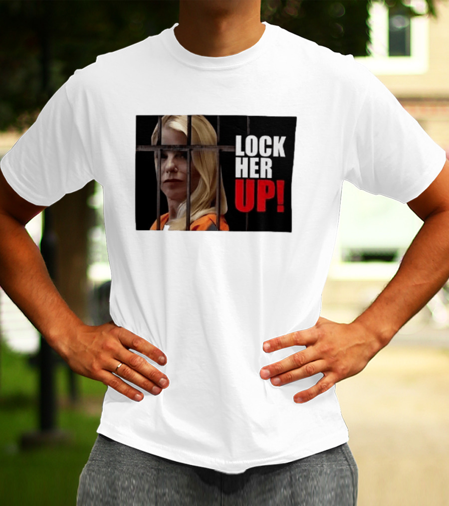 Pam Bondi Lock Her Up Prison Bars Image T-Shirt