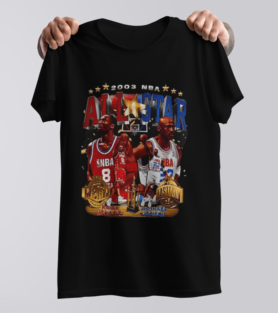 2003 NBA All Star Kobe Bryant Michael Jordan Western Eastern Conference Basketball T-Shirt