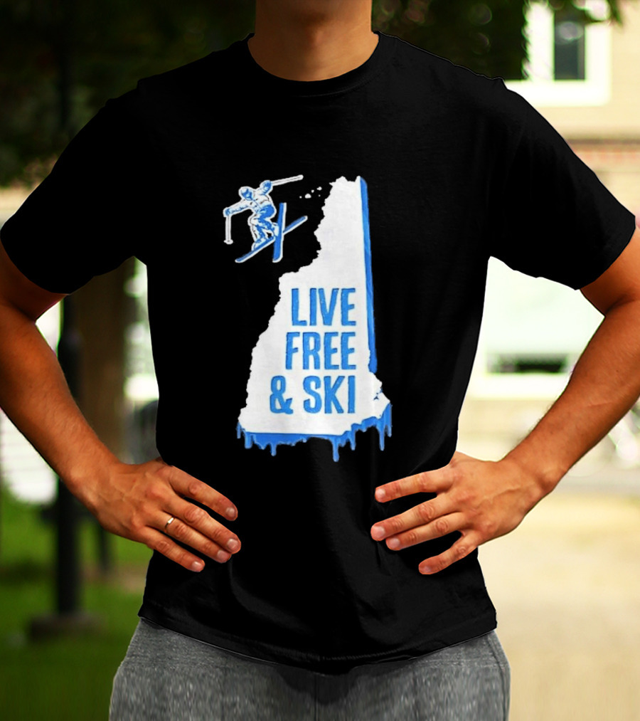 New Hampshire Live Free & Ski Winter Adventure Skiing T-Shirt