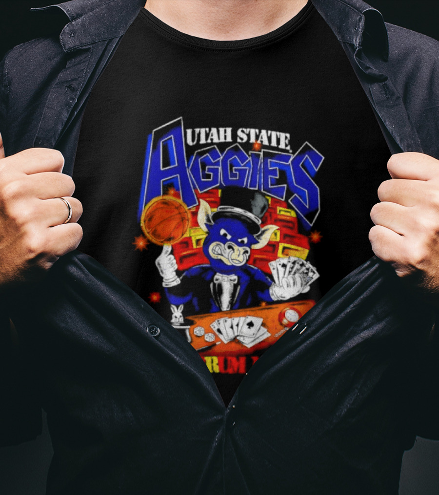 Utah State Aggies Spectrum Magic Basketball Theme With Cards T-Shirt