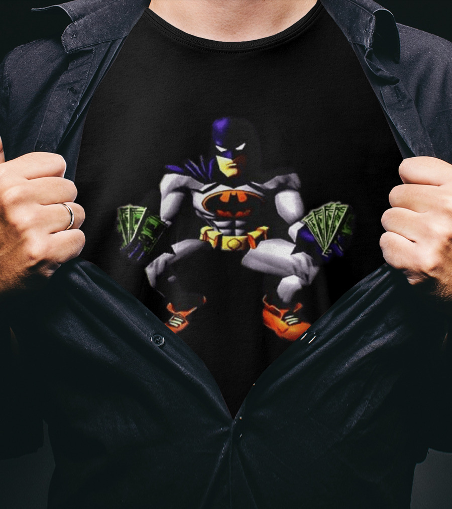 Batman Crouching With Cash And Orange Shoes T-Shirt
