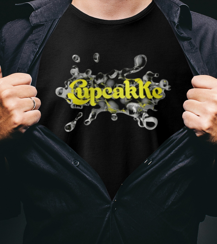 CupcakKe Splash Text Yellow On Metallic Black And Silver Bubble T-Shirt