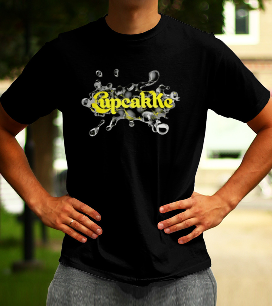 CupcakKe Splash Text Yellow On Metallic Black And Silver Bubble T-Shirt