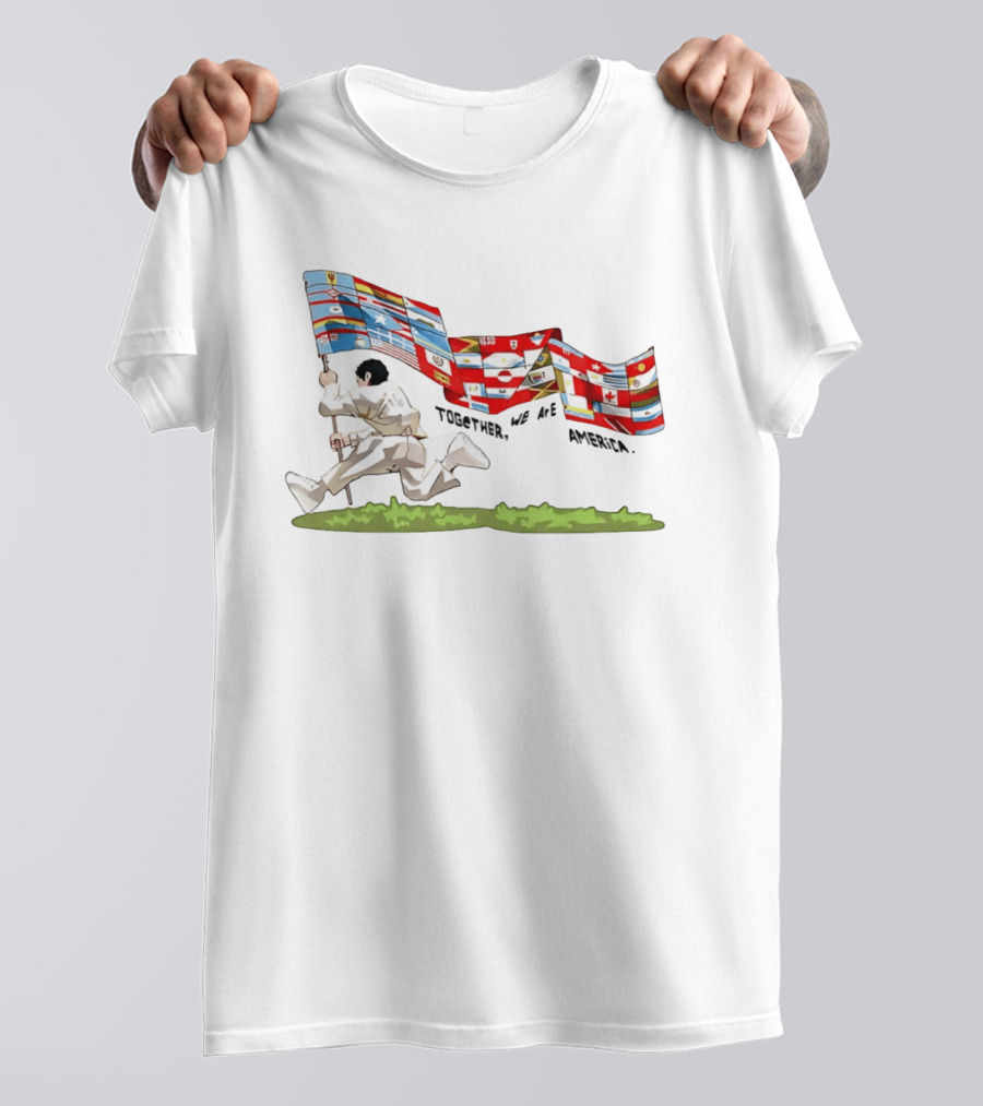Bad Bunny Together We Are America The Only Thing More Powerful Than Hate Is Love Flags T-Shirt