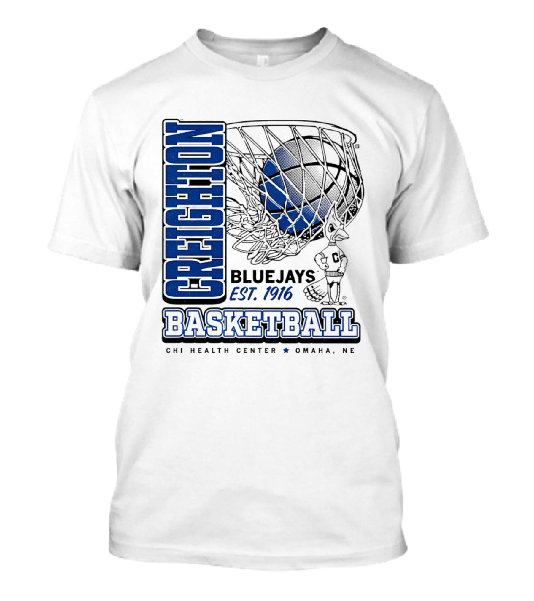 Creighton Bluejays Basketball Est 1916 CHI Health Center Omaha Nebraska T-Shirt