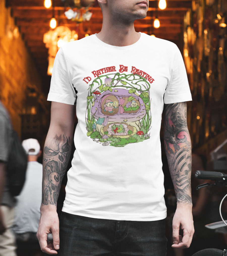 I'd Rather Be Resting Mushroom House Cozy Creatures T-Shirt