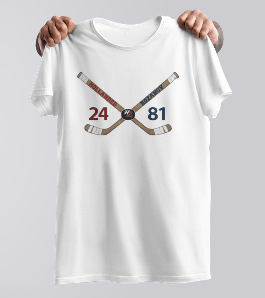 Hollander Rozanov Crossed Hockey Sticks 24 Vs 81 Sports Rivalry T-Shirt