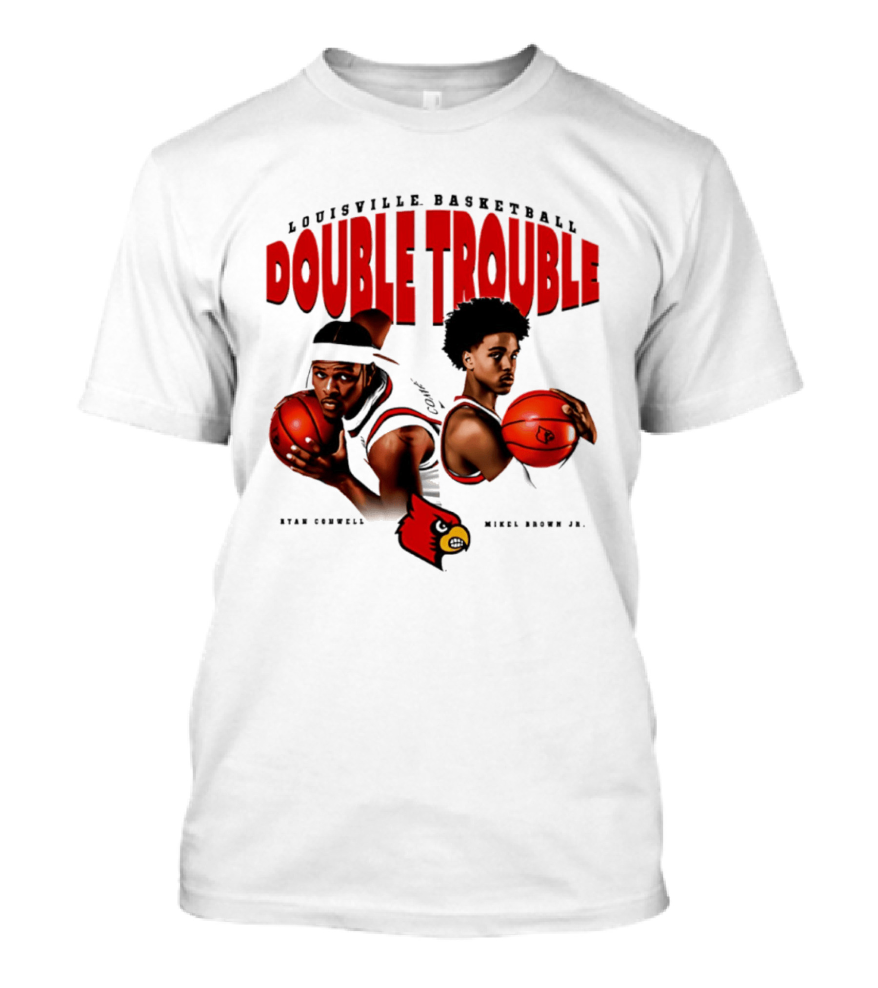 L Louisville Basketball Double Trouble Ryan Conwell Mikel Brown Jr T-Shirt