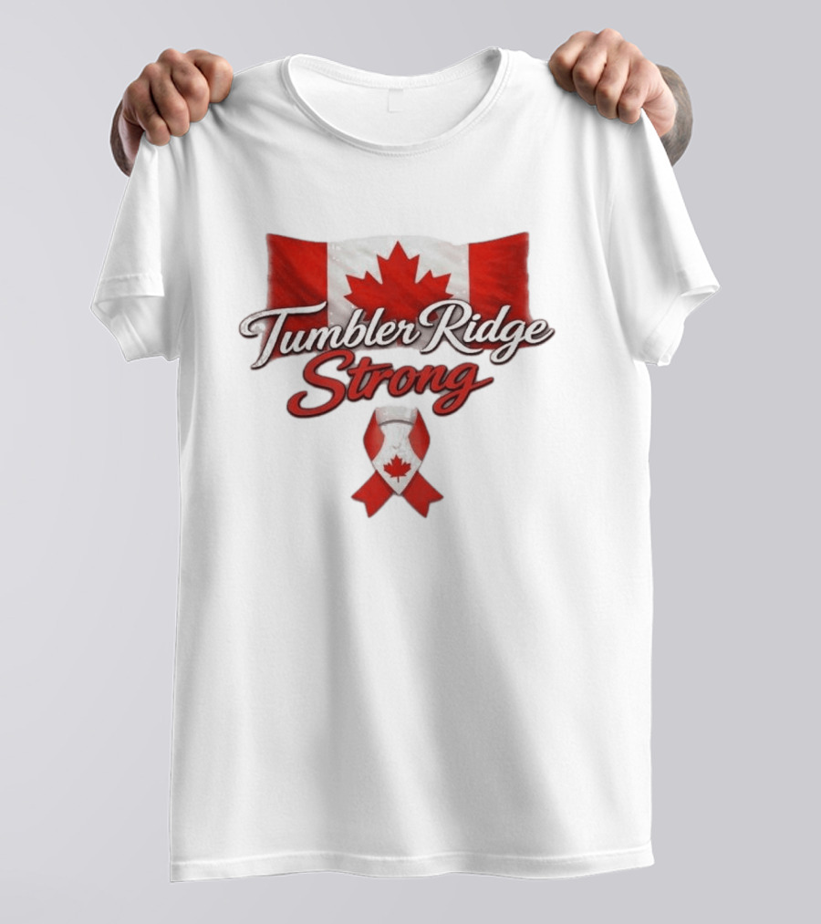 Tumbler Ridge Strong Canada Maple Leaf Ribbon T-Shirt
