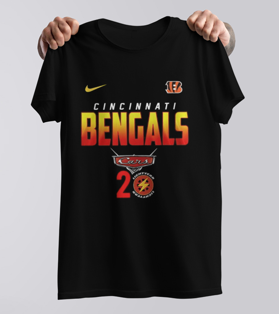 Cincinnati Bengals Cars 20th Anniversary Nike Collaboration NFL Pixar T-Shirt