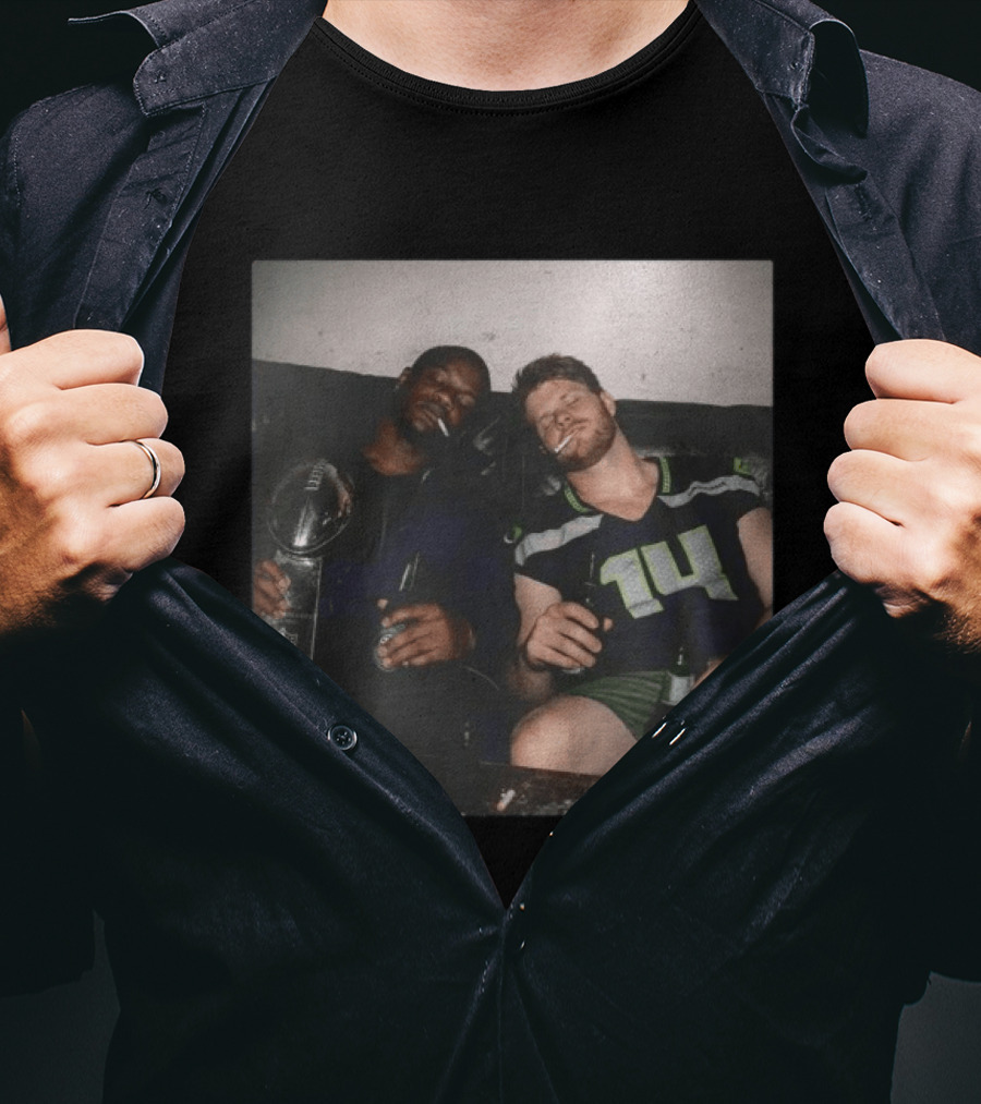 Lombardi Trophy Celebration With Jersey Number 14 NFL Players Drinking Smoking T-Shirt