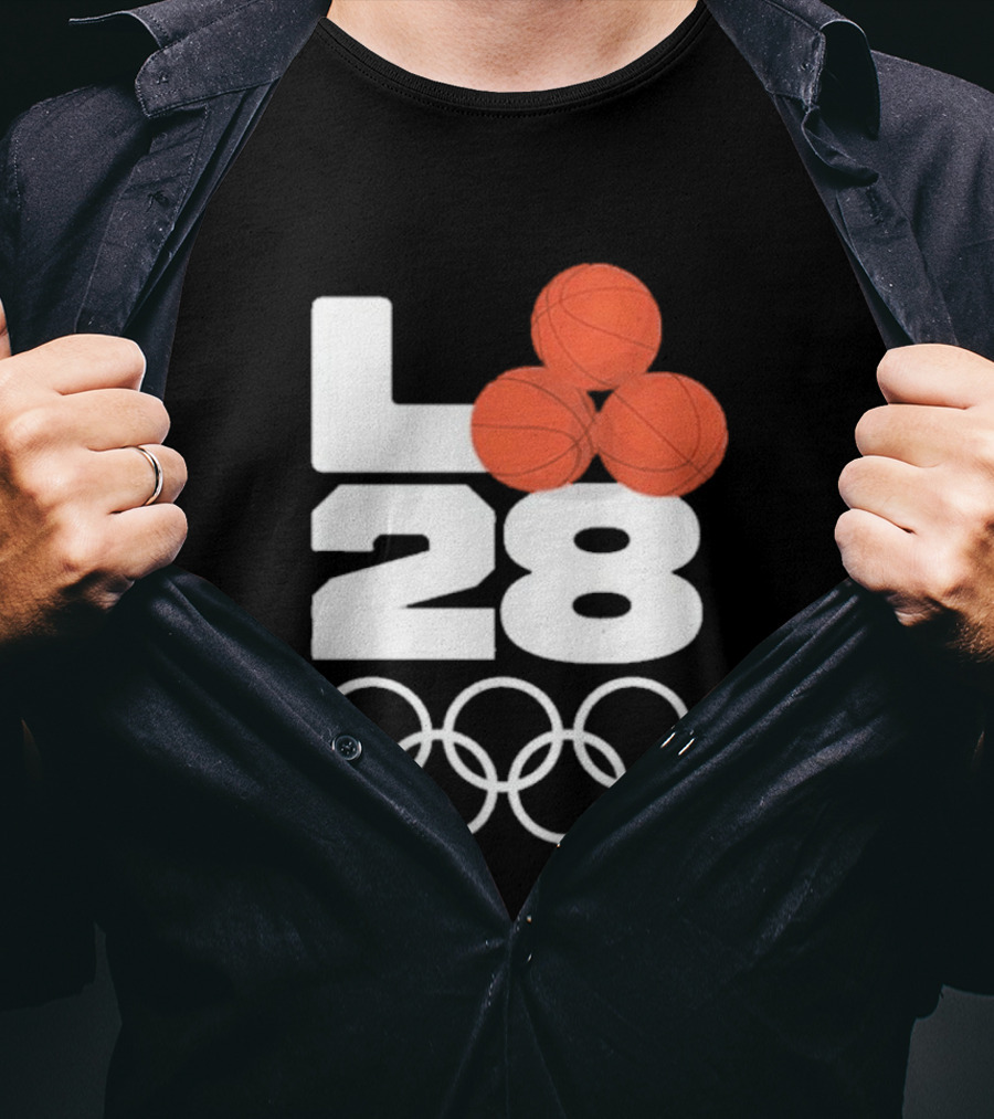 LA28 Basketball Olympic Rings NBA All Star Mitchell Ness Los Angeles T-Shirt