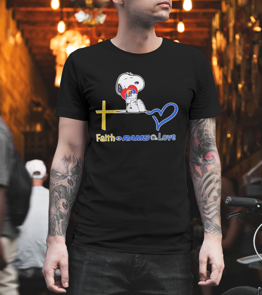 Faith Rams Love Snoopy Peanuts Los Angeles T-Shirt