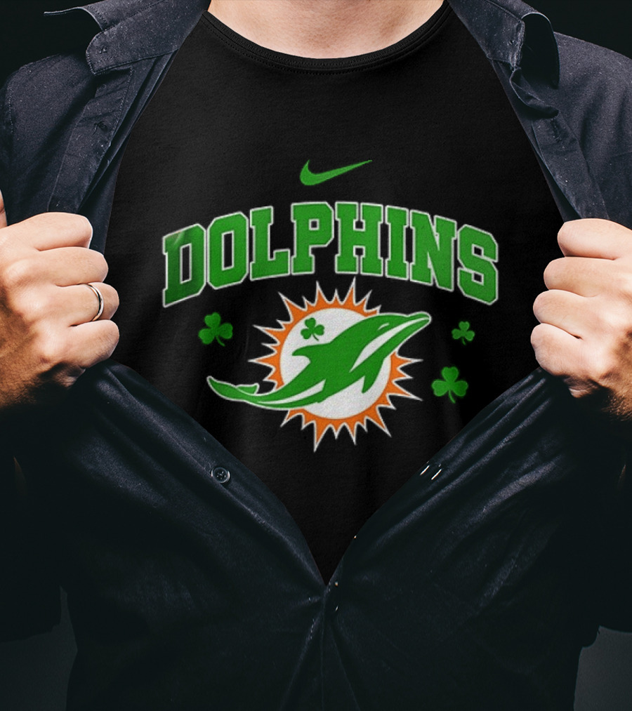 Miami Dolphins Irish Clover Nike Sports Fan T-Shirt