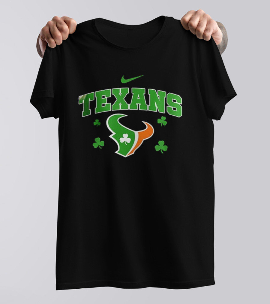 Houston Texans Irish Clover St. Patrick's Green Nike Fan Gear T-Shirt